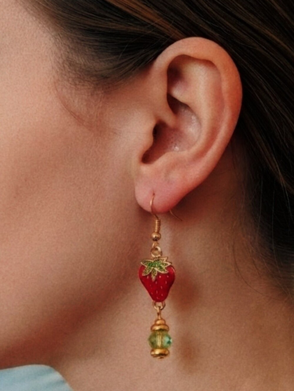 Handcrafted Strawberry Drop Earrings